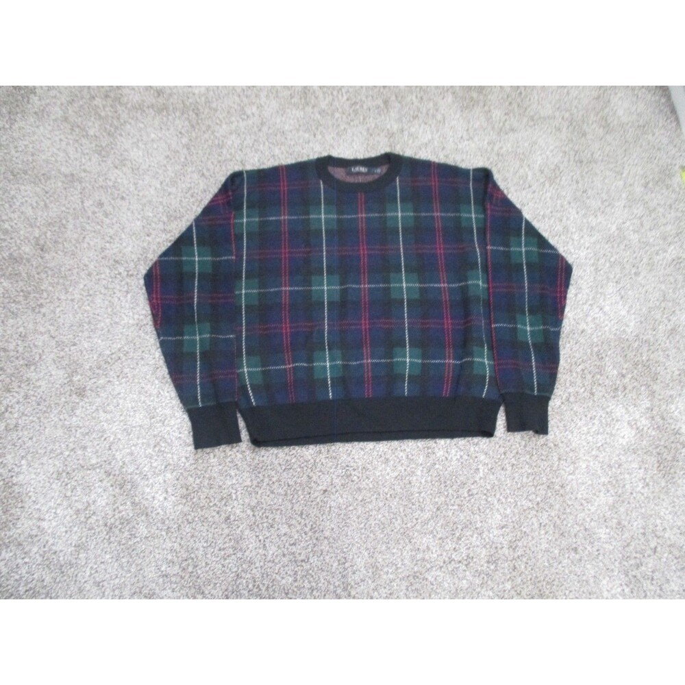 Vintage Lauren Ralph Lauren Black Label Tartan Plaid Sweater Mens L wool